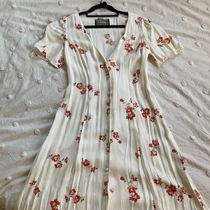 Reformation Midi-length White Floral Dress